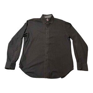 Robert Graham Shirt Mens XL Black Long Sleeve Paisley Trim Button Up Dress